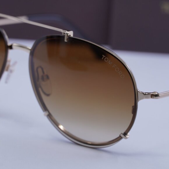 Tom Ford Dickon FT0527 28F Aviator Sunglasses - Gold/Brown - Picture 4 of 9